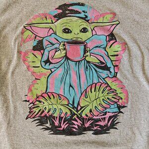 Star Wars x Neff - Baby Yoda - Grogu - Men's Large Gray Shirt